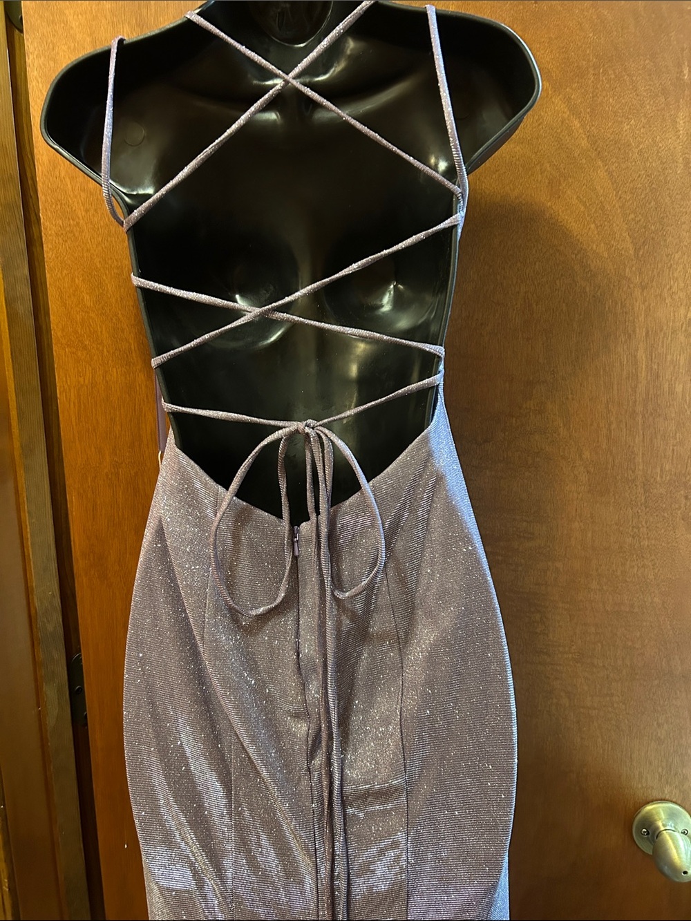 Sparkle V-Neck Lavender Special Occasion Gown - Picture 6 of 10